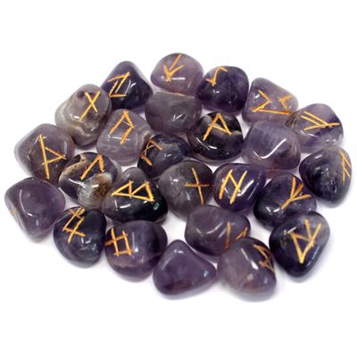 Amethyst Rune Stones in Pouch